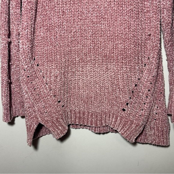 Renjo Pink Women's Sweater with Shoulder Design CottageCore Cable Medium - Picture 4 of 6